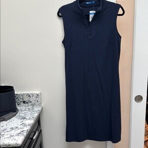 Nautica Sleeveless Navy Textured Polo Dress